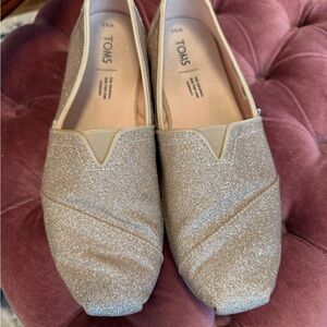 TOMS Women's Sparkling Gold Glitter Alpargata Shoes